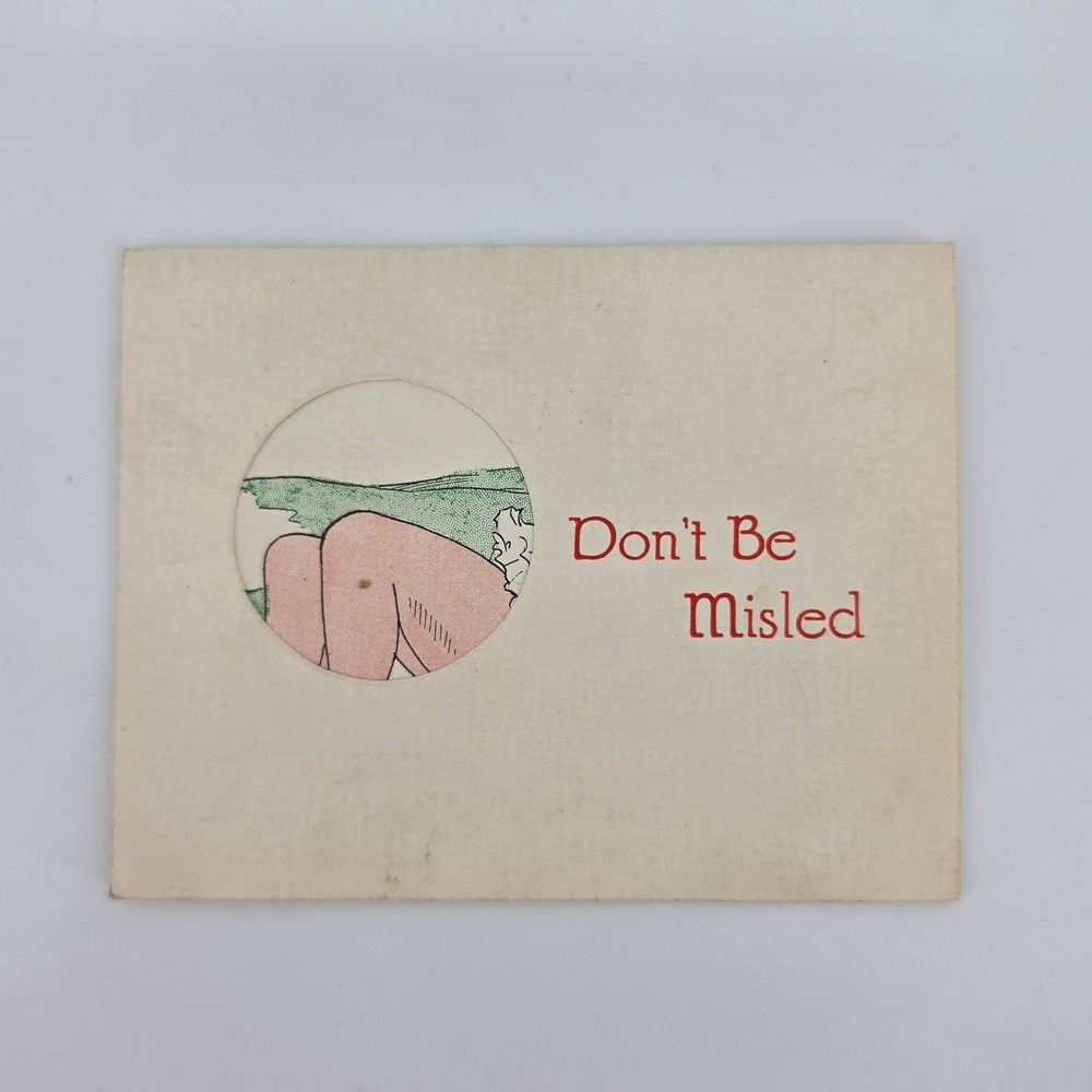 40s Novo Card Co Dont Be Misled Novelty Die Cut Humorous Greeting Card Vintage